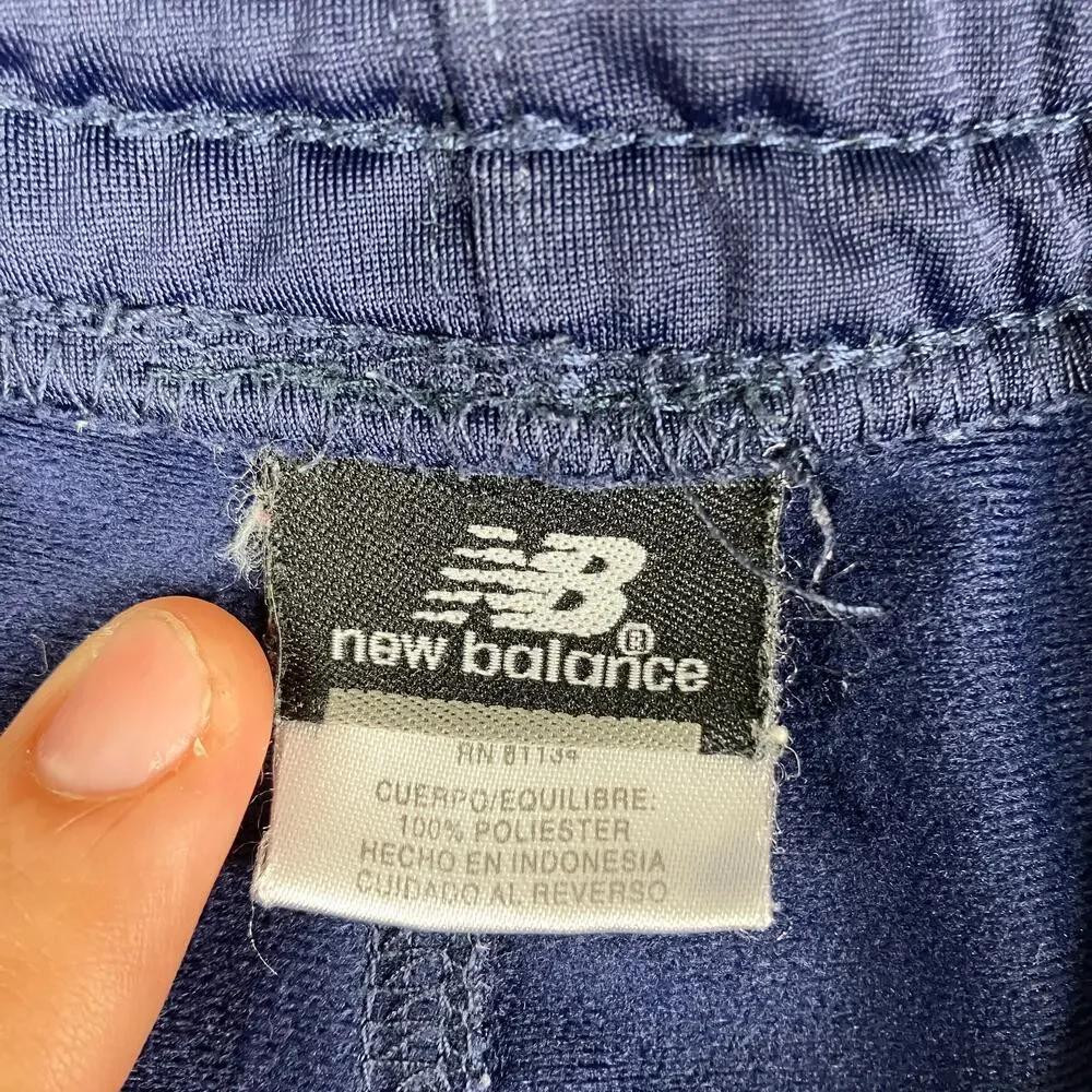 New Balance Track Pants Kids Medium Navy Blue Striped Athletic Joggers‎ Stretch